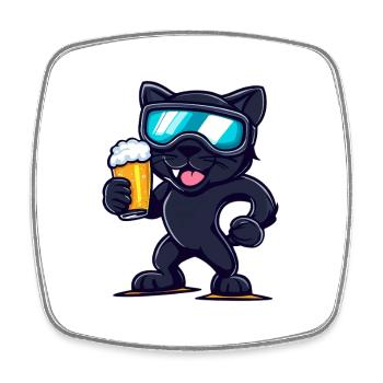 Panther Après-Ski Bière Bande Dessinée - Magnet carré - blanc - Devant