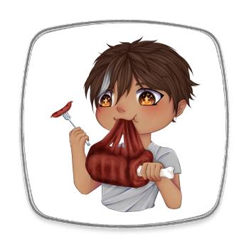 Gourmet Chibi - Viereckiger Kühlschrankmagnet - Weiß - Vorne
