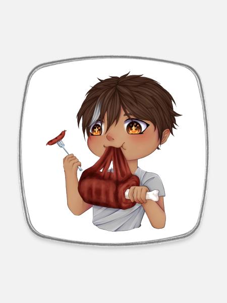 Gourmet Chibi - Viereckiger Kühlschrankmagnet - Weiß