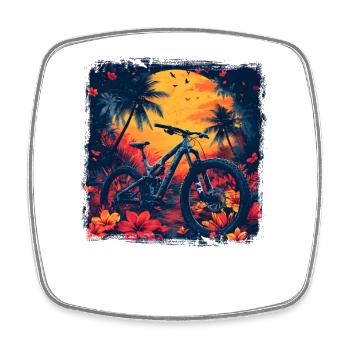 Mountainbiking Steamwave - Viereckiger Kühlschrankmagnet - Weiß - Vorne