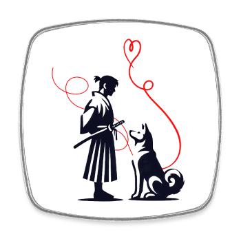 Hundehalstuch Akita Samurai Roter Faden - Viereckiger Kühlschrankmagnet - Weiß - Vorne