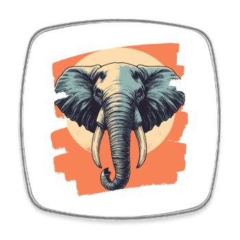 Elefant - Viereckiger Kühlschrankmagnet - Weiß - Vorne