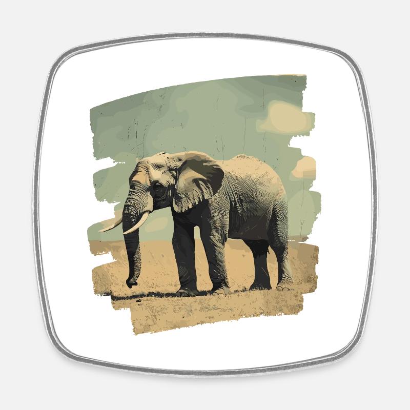 Elefant - Viereckiger Kühlschrankmagnet - Weiß