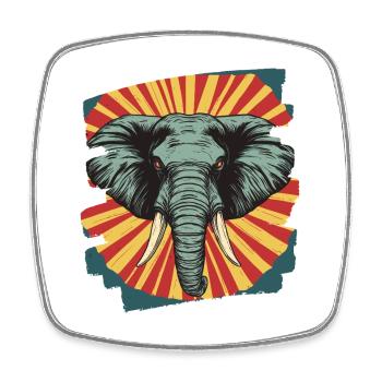 Elefant Retro - Viereckiger Kühlschrankmagnet - Weiß - Vorne