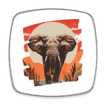 Elefant Retro - Viereckiger Kühlschrankmagnet - Weiß - Vorne