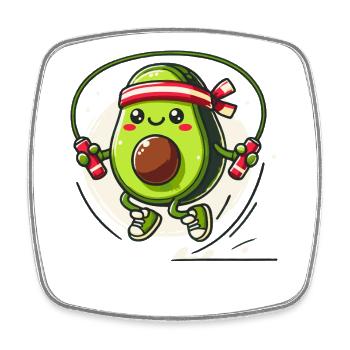 Jumping Avocado Workout Fun - Square fridge magnet - white - Front