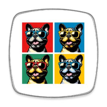 Frenchie Pop Art Bulles, Crêpe, Chonk, Grignotage - Magnet carré - blanc - Devant