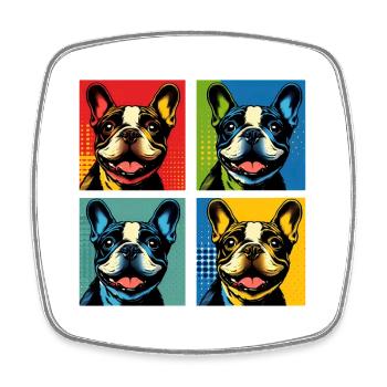 Frenchie Pop Art Bulles, Crêpe, Chonk, Grignotage - Magnet carré - blanc - Devant