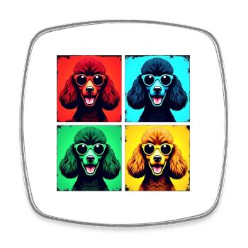 Poodle Pop Art, Luna, Charlie, Max, Lola, Mia - Square fridge magnet - white - Front
