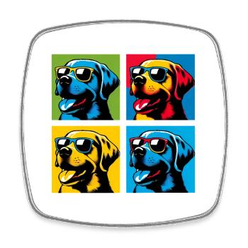 Lab Love Pop, Kumpel, Marshmallow, Teddy, Glücklich - Viereckiger Kühlschrankmagnet - Weiß - Vorne
