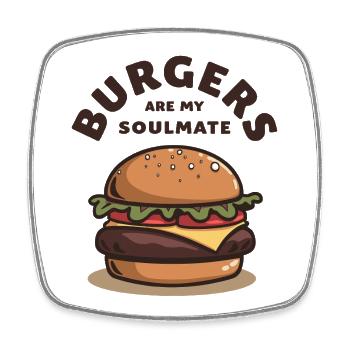 Burgers are my Soulmate Hamburger Fast Food - Viereckiger Kühlschrankmagnet - Weiß - Vorne