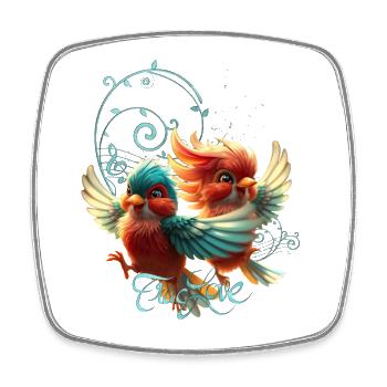 Love melody of tender birds. - Square fridge magnet - white - Front