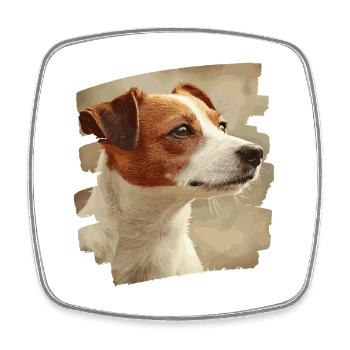 Jacky Russell - Viereckiger Kühlschrankmagnet - Weiß - Vorne