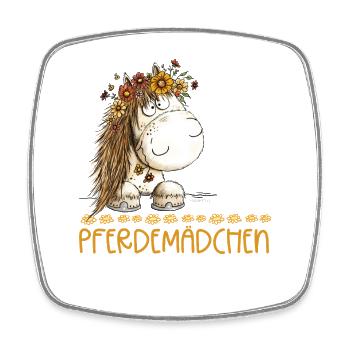 Pferdemädchen Spruch Mit Süßem Pferd - Viereckiger Kühlschrankmagnet - Weiß - Vorne