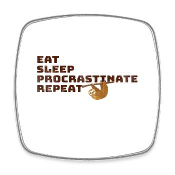 Eat Sleep Procrastinate Repeat – Lustiges Faultier - Viereckiger Kühlschrankmagnet - Weiß - Vorne