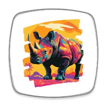 Nashorn - Viereckiger Kühlschrankmagnet - Weiß - Vorne