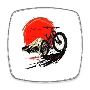 Mountainbiken - Viereckiger Kühlschrankmagnet - Weiß - Vorne