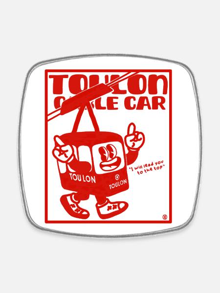 Téléphérique de Toulon Provence France Mont Faron - Magnet carré - blanc