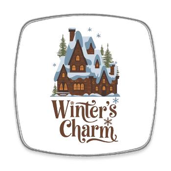 Winterzauber Chalet - Viereckiger Kühlschrankmagnet - Weiß - Vorne
