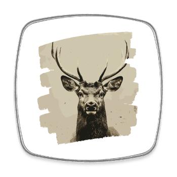Cerf avec bois - Magnet carré - blanc - Devant
