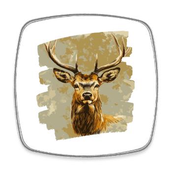 Cerf avec bois - Magnet carré - blanc - Devant
