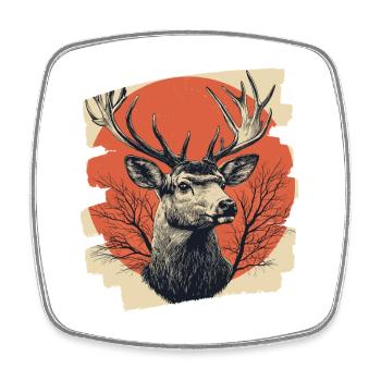 Cerf avec bois - Magnet carré - blanc - Devant