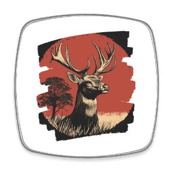 Cerf avec bois - Magnet carré - blanc - Devant