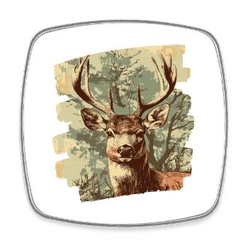 Cerf avec bois - Magnet carré - blanc - Devant