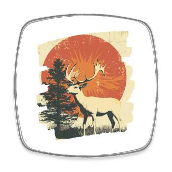 Cerf avec bois - Magnet carré - blanc - Devant