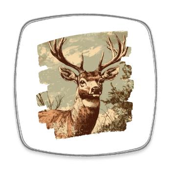 Cerf avec bois - Magnet carré - blanc - Devant