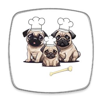 Carlin Chien Chien Cuisinier Cuisiniers Cuisinier - Magnet carré - blanc - Devant