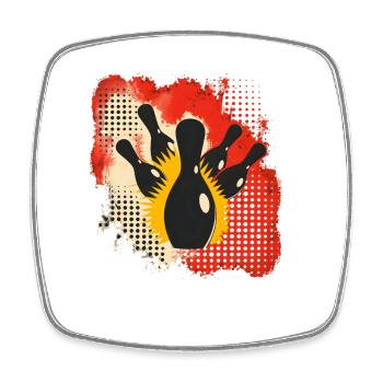 Bowling Farbkleckse - Viereckiger Kühlschrankmagnet - Weiß - Vorne