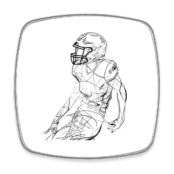American Football Player Line Art - Square fridge magnet - white - Front