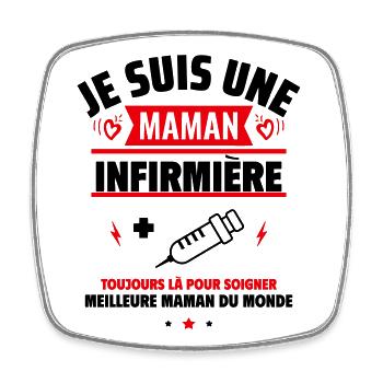 maman infirmière, Cadeau fête des mères - Magnet carré - blanc - Devant