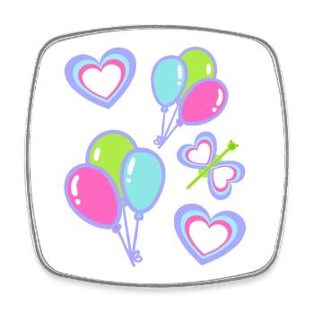 Enfants Coeur Coeurs Papillon Ballons Bébé - Magnet carré - blanc - Devant
