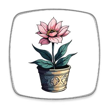 Blooming Beauty - Top floral à motif floral vintage - Magnet carré - blanc - Devant