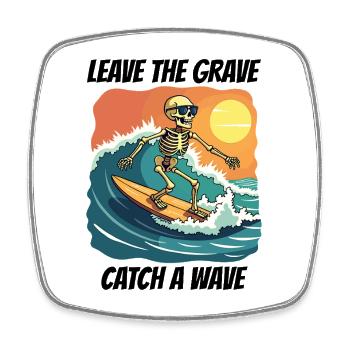 Surf Surf Skeleton Fun Cool Plage Vacances - Magnet carré - blanc - Devant