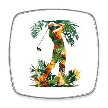 Golfer Cartoon Look - Viereckiger Kühlschrankmagnet - Weiß - Vorne