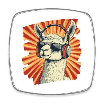 Lama Kopfhörer - Viereckiger Kühlschrankmagnet - Weiß - Vorne