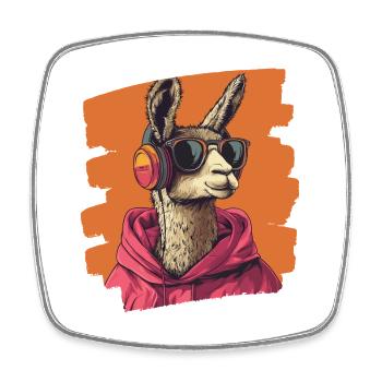 Lama - Viereckiger Kühlschrankmagnet - Weiß - Vorne