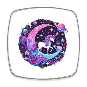 Licorne galactique sur la lune. - Magnet carré - blanc - Devant