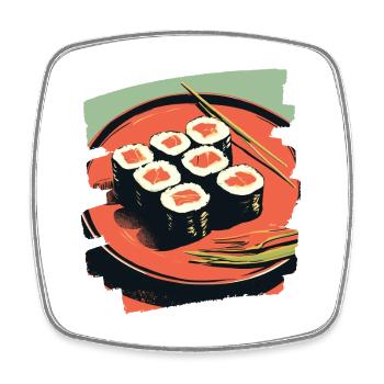 Sushi - Square fridge magnet - white - Front