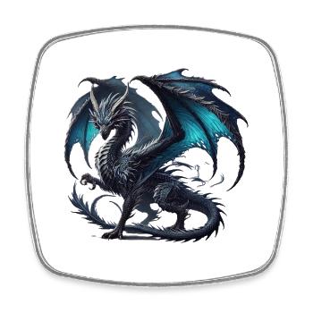 Mythische Kampfszene des Schwarzen Drachen - Viereckiger Kühlschrankmagnet - Weiß - Vorne
