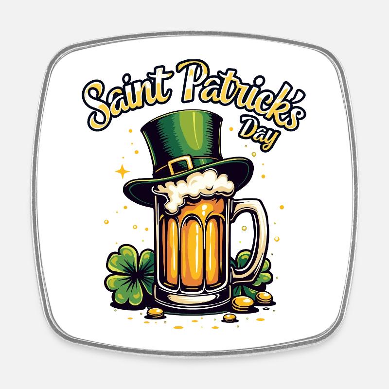St Patrick's Day Beer - Square fridge magnet - white