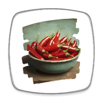 Chili - Viereckiger Kühlschrankmagnet - Weiß - Vorne