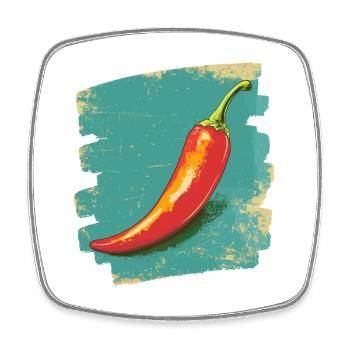 Chili - Viereckiger Kühlschrankmagnet - Weiß - Vorne