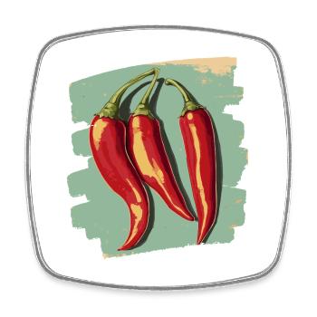Chili - Viereckiger Kühlschrankmagnet - Weiß - Vorne