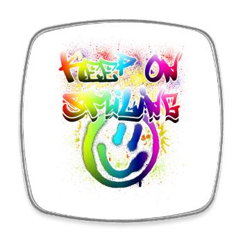 Colorful Happy Face Graffiti Design - Square fridge magnet - white - Front