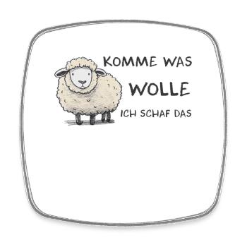 Komme was wolle ich Schaf das Schaf Wolle - Viereckiger Kühlschrankmagnet - Weiß - Vorne