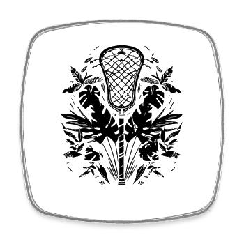 Lacrosse bat cartoon look - Square fridge magnet - white - Front